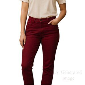 Mossimo Womens Jeans Skinny Premium Denim Fit 3 Maroon Stretch Mid Rise Size 4